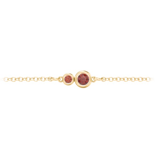 Generations 2-Stone Bezel Set Mother's Bracelet – 10K Yellow Gold with Garnet