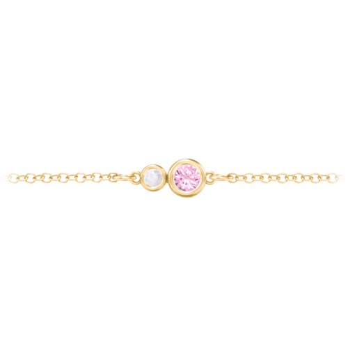 Generations 2-Stone Bezel Set Mother's Bracelet – 10K Yellow Gold with Pink Tourmaline and Opal