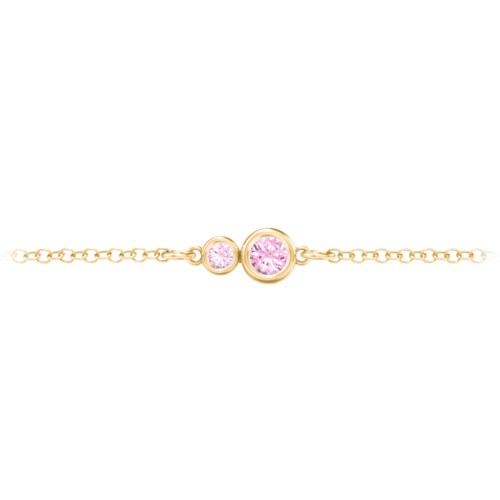Generations 2-Stone Bezel Set Mother's Bracelet – 10K Yellow Gold with Pink Tourmaline