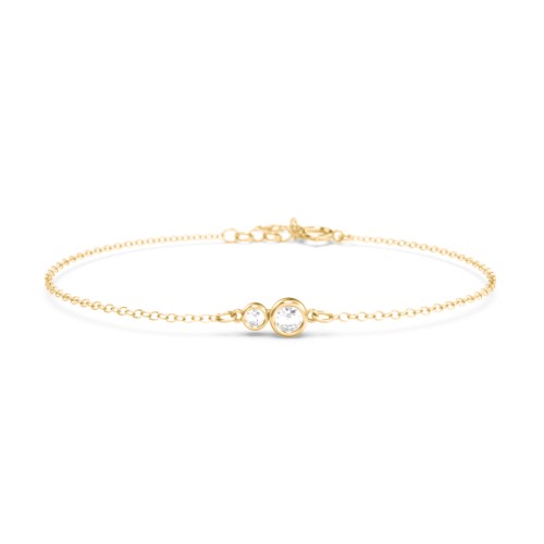 Generations 2-Stone Bezel Set Mother's Bracelet – 10K Yellow Gold with Cubic Zirconia