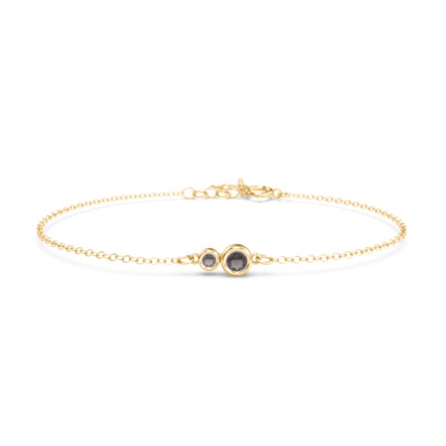 Generations 2-Stone Bezel Set Mother's Bracelet – 10K Yellow Gold with Smokey Quartz
