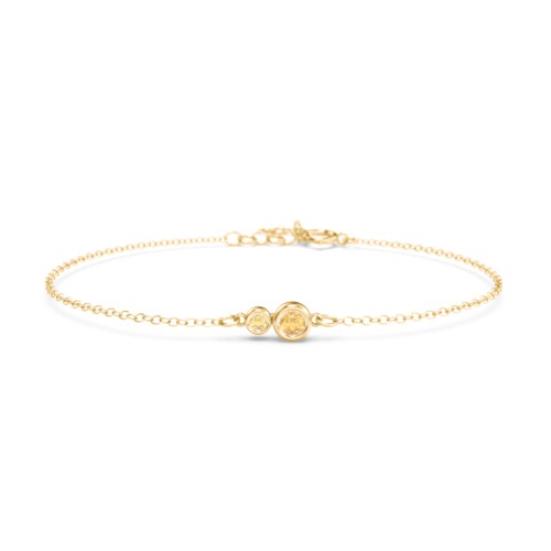 Generations 2-Stone Bezel Set Mother's Bracelet – 10K Yellow Gold with Citrine