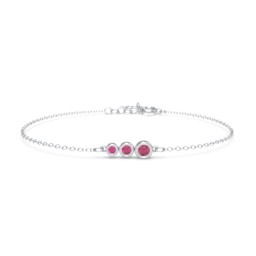 Generations 3-Stone Bezel Set Mother's Bracelet in 925 Sterling Silver with Ruby