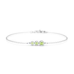 Generations 3-Stone Bezel Set Mother's Bracelet in 925 Sterling Silver with Peridot