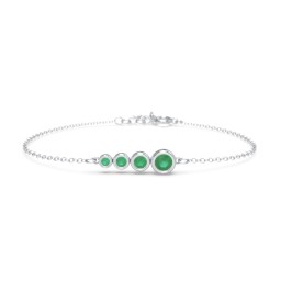 Generations 4-Stone Bezel Set Mother's Bracelet in 925 Sterling Silver with Emerald