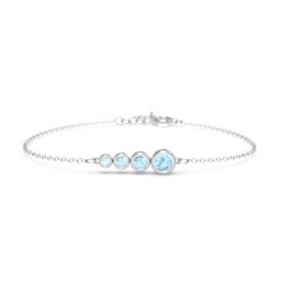 Generations 4-Stone Bezel Set Mother's Bracelet in 925 Sterling Silver with Blue Topaz