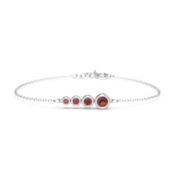 Generations 4-Stone Bezel Set Mother's Bracelet in 925 Sterling Silver with Garnet