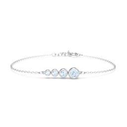 Generations 4-Stone Bezel Set Mother's Bracelet in 925 Sterling Silver with Aquamarine