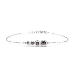 Generations 4-Stone Bezel Set Mother's Bracelet in 925 Sterling Silver with Smokey Quartz