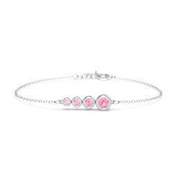 Generations 4-Stone Bezel Set Mother's Bracelet in 925 Sterling Silver with Pink Tourmaline