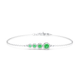 Generations 4-Stone Bezel Set Mother's Bracelet in 925 Sterling Silver with Emerald