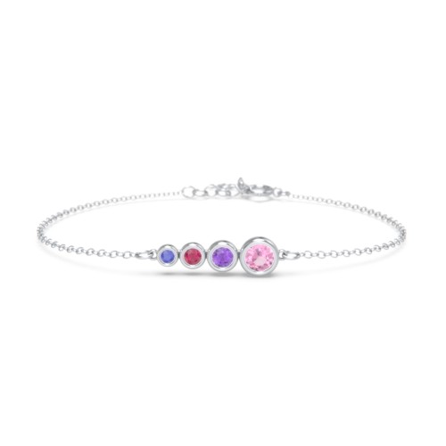 Generations 4-Stone Bezel Set Mother's Bracelet – Sterling Silver with Pink Tourmaline, Amethyst, Ruby, and Blue Sapphire