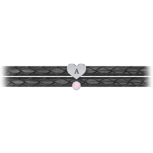 Engravable Sterling Silver Heart & Gemstone Leather Bracelet – Sterling Silver with Pink Tourmaline