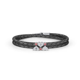 Engravable Sterling Silver Heart & Gemstone Leather Bracelet -3