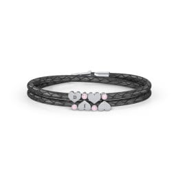 Engravable Sterling Silver Heart & Gemstone Leather Bracelet - 4