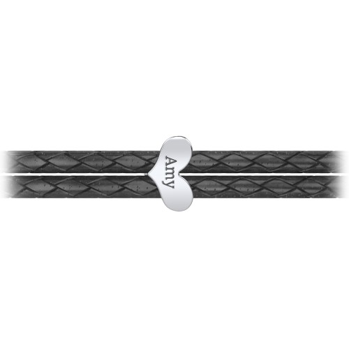 Engravable Sterling Silver Heart Leather Bracelet