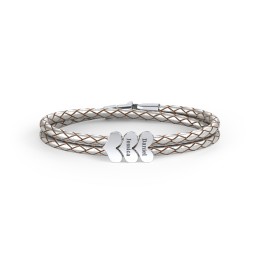 Engravable Sterling Silver Heart Leather Bracelet - 3