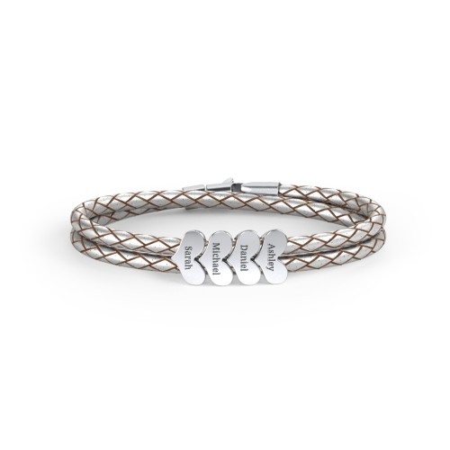 Engravable Sterling Silver Heart Leather Bracelet - 4 – Sterling Silver
