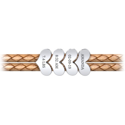 Engravable Sterling Silver Heart Leather Bracelet - 4