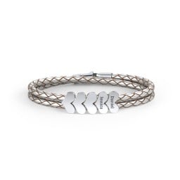 Engravable Sterling Silver Heart Leather Bracelet - 5