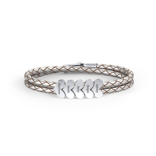 Engravable Sterling Silver Heart Leather Bracelet - 5 – Sterling Silver