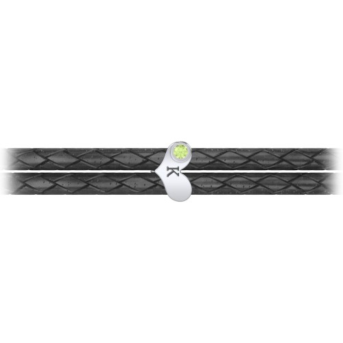 Engravable Sterling Silver Gemstone Heart Leather Bracelet