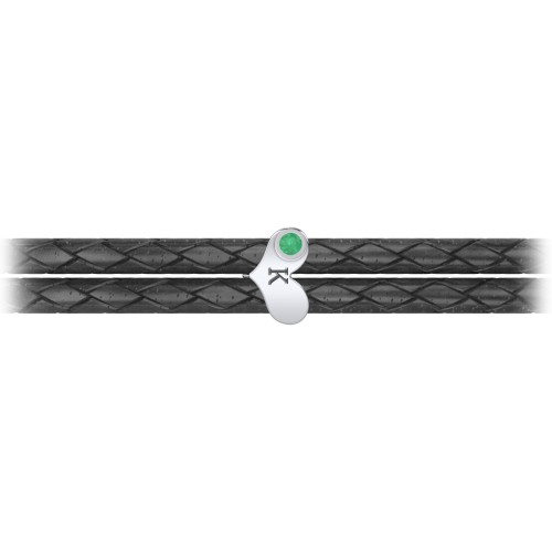 Engravable Sterling Silver Gemstone Heart Leather Bracelet – Sterling Silver with Emerald