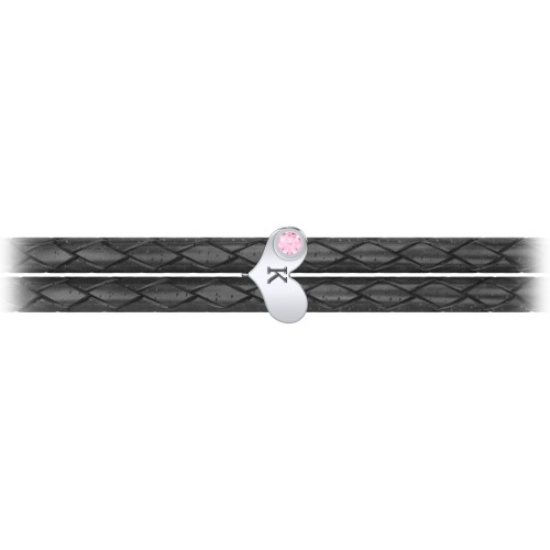 Engravable Sterling Silver Gemstone Heart Leather Bracelet – Sterling Silver with Pink Tourmaline