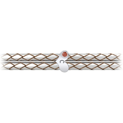 Engravable Sterling Silver Gemstone Heart Leather Bracelet – Sterling Silver with Garnet