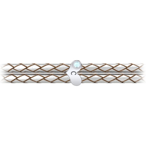 Engravable Sterling Silver Gemstone Heart Leather Bracelet – Sterling Silver with Blue Topaz