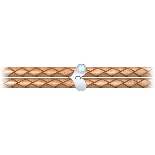 Engravable Sterling Silver Gemstone Heart Leather Bracelet