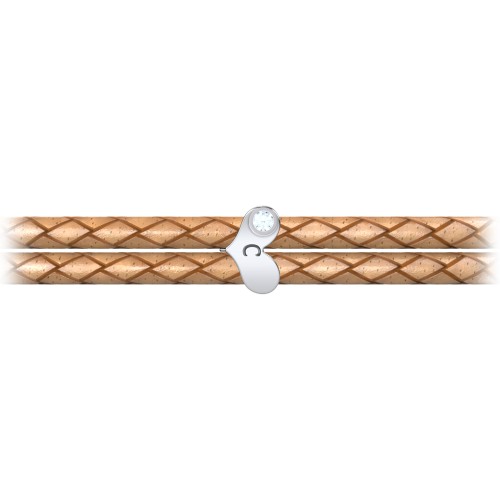 Engravable Sterling Silver Gemstone Heart Leather Bracelet – Sterling Silver with Aquamarine