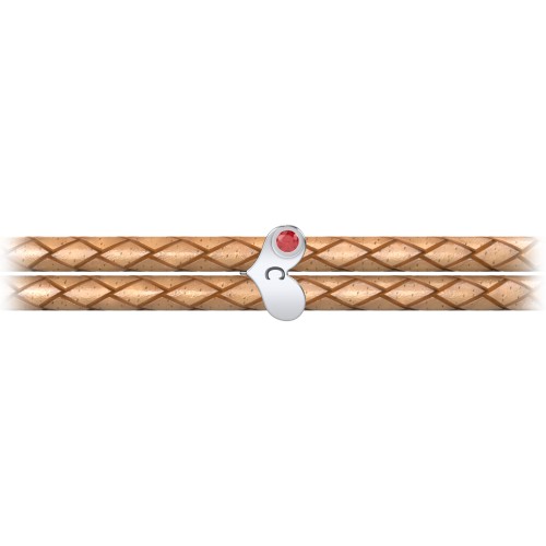 Engravable Sterling Silver Gemstone Heart Leather Bracelet – Sterling Silver with Garnet