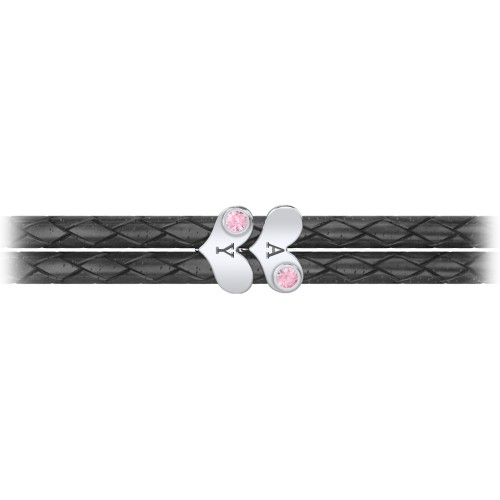 Engravable Sterling Silver Gemstone Heart Leather Bracelet - 2 – Sterling Silver with Pink Tourmaline