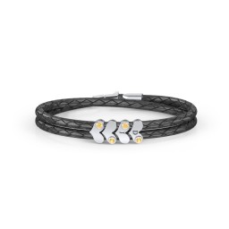 Engravable Sterling Silver Gemstone Heart Leather Bracelet - 4 in 925 Sterling Silver with Citrine