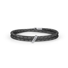 Engravable Sterling Silver Bar Leather Bracelet