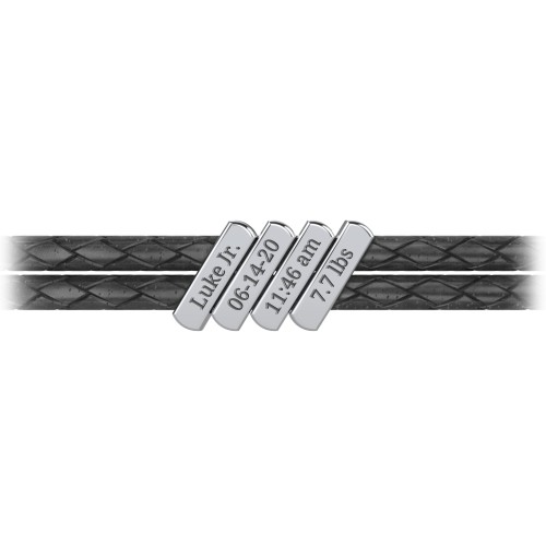 Engravable Sterling Silver Bar Leather Bracelet - 4