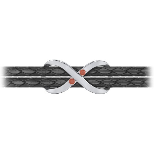 Sterling Silver Infinity Leather Bracelet with Gemstones – Sterling Silver with Garnet
