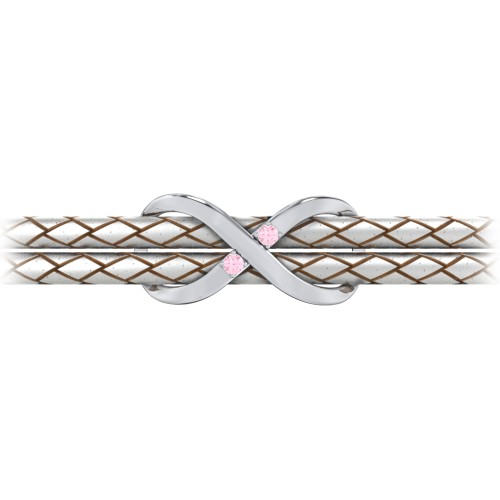 Sterling Silver Infinity Leather Bracelet with Gemstones – Sterling Silver with Pink Tourmaline