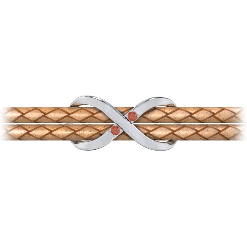 Sterling Silver Infinity Leather Bracelet with Gemstones – Sterling Silver with Garnet