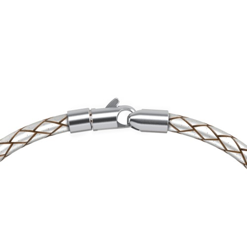 Engravable Sterling Silver Bow Tie Leather Bracelet