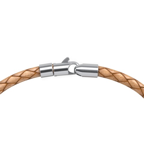 Engravable Sterling Silver Diagonal Bar Leather Bracelet with Gemstones