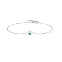 Bezel Set Gemstone Drop Bracelet - 1 Stone in 925 Sterling Silver with Emerald