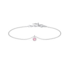 Bezel Set Gemstone Drop Bracelet - 1 Stone in 925 Sterling Silver with Pink Tourmaline