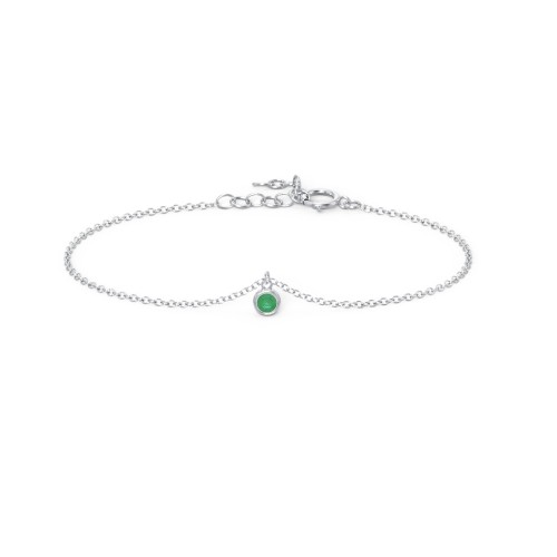 Bezel Set Gemstone Drop Bracelet - 1 Stone – Sterling Silver with Emerald