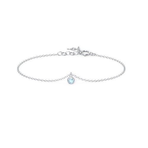 Bezel Set Gemstone Drop Bracelet - 1 Stone