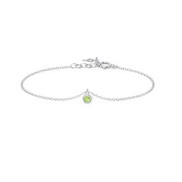 Bezel Set Gemstone Drop Bracelet - 1 Stone in 925 Sterling Silver with Peridot