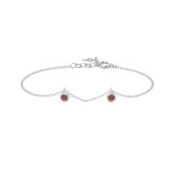 Bezel Set Gemstone Drop Bracelet - 2 Stone