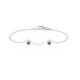 Bezel Set Gemstone Drop Bracelet - 2 Stone