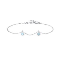 Bezel Set Gemstone Drop Bracelet - 2 Stone in 925 Sterling Silver